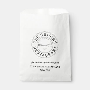 Simple Custom Logo Restaurant Bakery Food Paper  Favor Bag