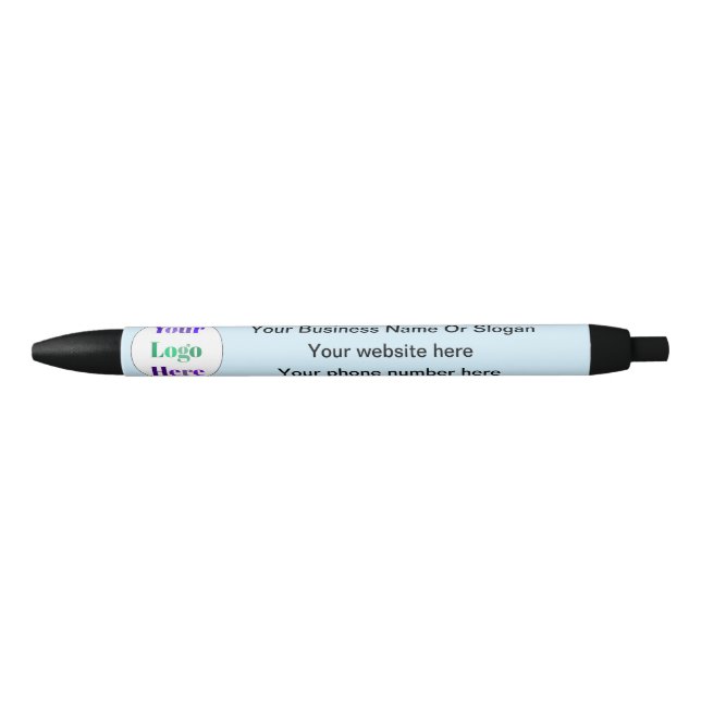 Simple Custom Logo Small Business Light Blue  Pen (Front)