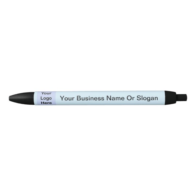 Simple Custom Logo Small Business Light Blue Pen (Front)