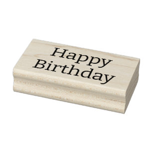 Simple Custom Message Happy Birthday Wood Art  Rubber Stamp