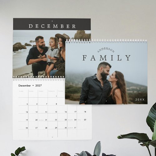 Simple Custom Minimalist Modern Family Photo Calendar