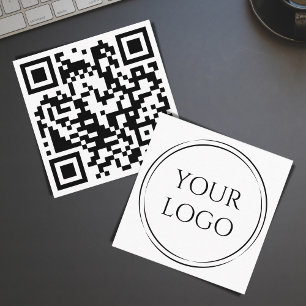 Simple Custom Modern Minimalist QR Code Logo Square Business Card