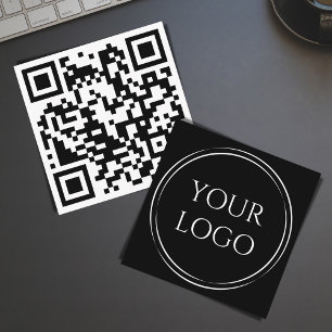 Simple Custom Modern Minimalist QR Code Logo Square Business Card