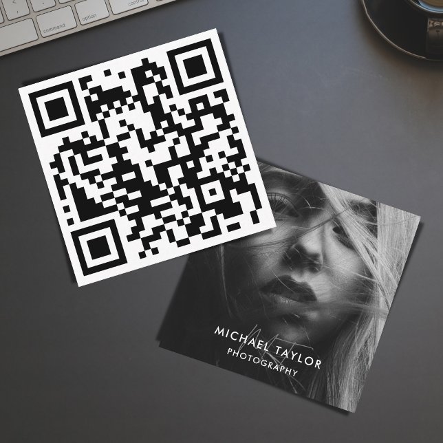 Simple Custom Modern Social Media QR Code Photo Square Business Card (Creator Uploaded)