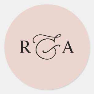 Simple Custom Monogram Dusty Rose Personalized Classic Round Sticker