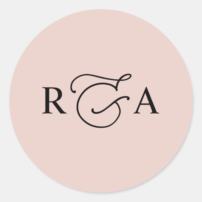 Simple Custom Monogram Dusty Rose Personalized Classic Round Sticker (Front)
