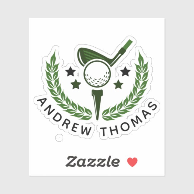Simple Custom Monogram Golfer Name Sticker (Sheet)