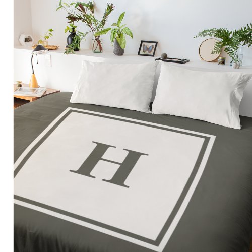 Simple Custom Monogram Initial Sage Green Duvet Cover