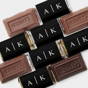 Simple Custom Monogram Initials Black Wedding Hershey's Miniatures