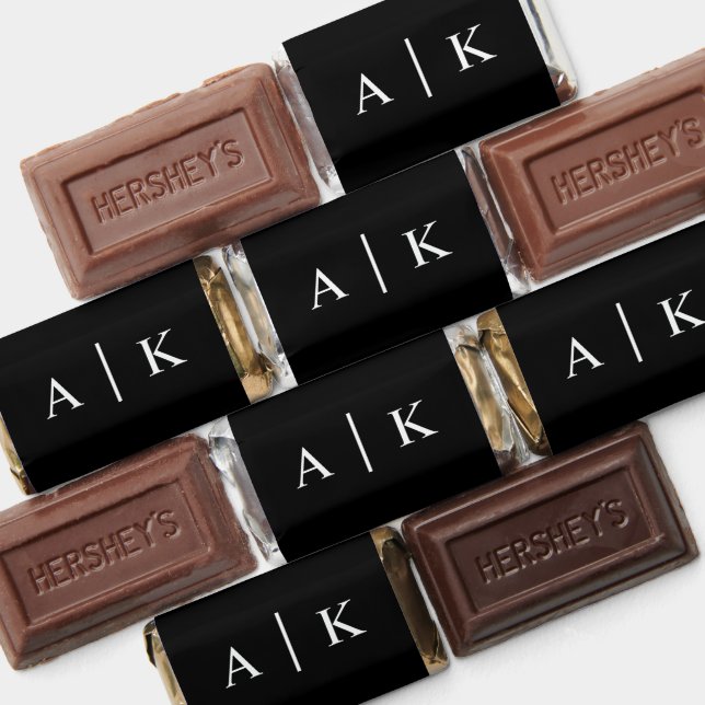 Simple Custom Monogram Initials Black Wedding Hershey's Miniatures (Assorted)