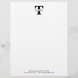 Simple Custom Monogram Personalized  Letterhead