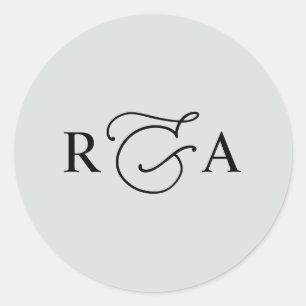 Simple Custom Monogram Sage Green Personalized Classic Round Sticker