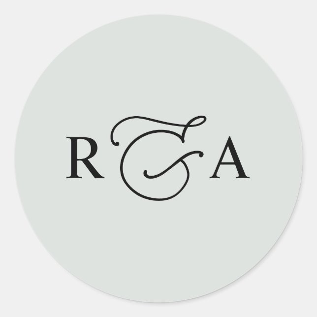 Simple Custom Monogram Sage Green Personalized Classic Round Sticker (Front)