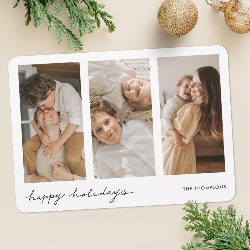 Simple Custom Multi Photo Happy Holidays Card