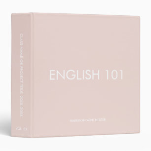 Simple custom name class year blush pink solid 3 ring binder