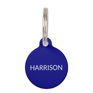 Simple custom name cobalt blue dog contact Info Pet ID Tag