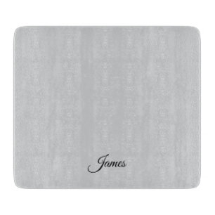 Simple Custom Name Gray Cutting Board