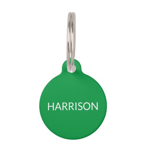 Simple custom name green dog cat contact Info  Pet ID Tag