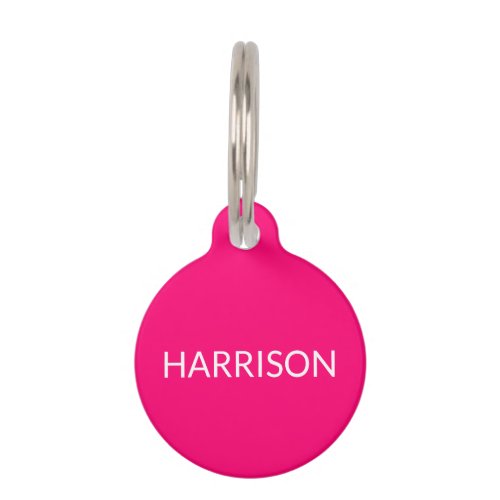 Simple custom name hot pink dog contact Info Pet ID Tag
