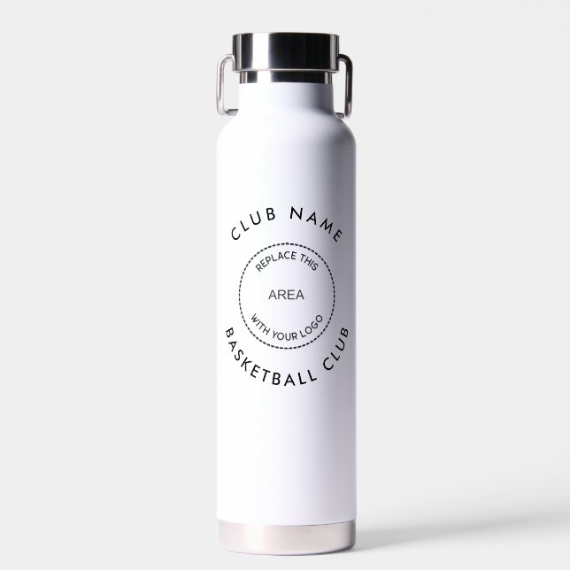 Simple Custom Name Logo Basketball Club  Water Bottle (Front)