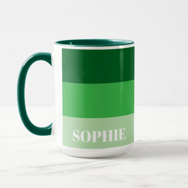 Simple Custom Name Modern Stylish Green Color Mug (Left)