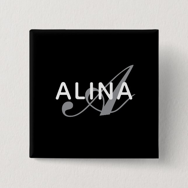 Simple Custom Name Monogram 2''Scratch Resistant Button (Front)