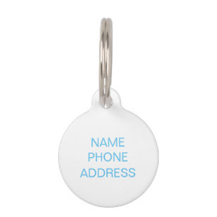 Simple Custom Name monogram contact Info dog Pet ID Tag