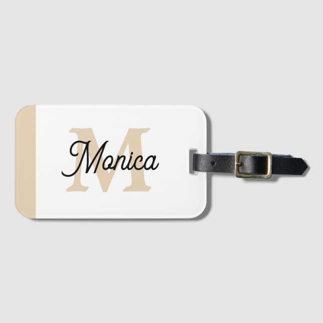 Simple Custom Name Monogram Modern Luggage Tag (Front Horizontal)