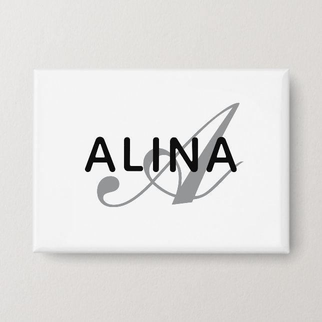 Simple Custom Name Monogram Rectangle 3.5" x 2.5 Button (Front)