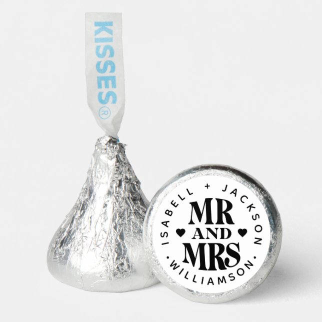 Simple Custom Name Mr Mrs Wedding Heart Favor (Front)