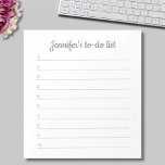 Simple Custom Name Personalized To-Do List Notepad<br><div class="desc">Add a name and easily create your personalized to-do list notepad. Click CUSTOMIZE FURTHER to change the background color or text color. You can TRANSFER this DESIGN on other Zazzle products and adjust it to fit most of the Zazzle items. Standard Studio designs are made in high-resolution vector graphics for...</div>