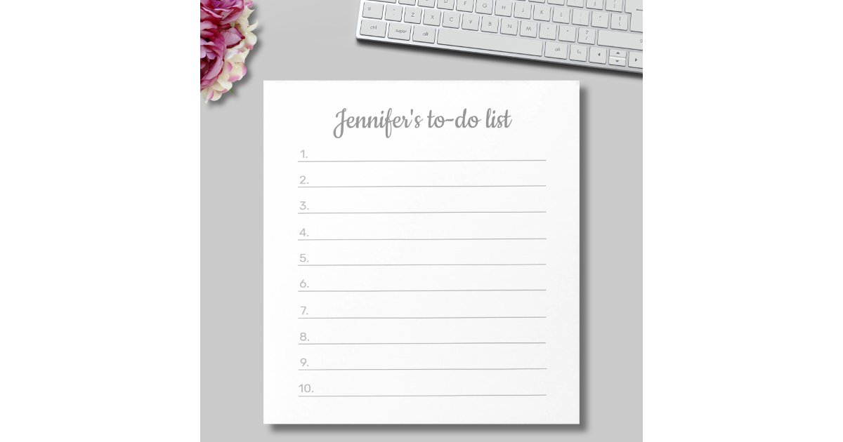 Simple Custom Name Personalized To-Do List Notepad | Zazzle