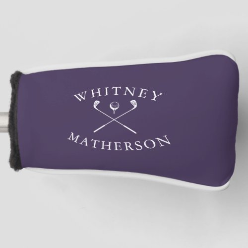 Simple Custom Name Purple And White Golf Clubs  Golf Head Cover