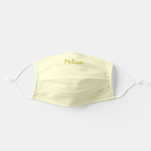 Simple Custom Name Solid Color Pastel Yellow Adult Cloth Face Mask