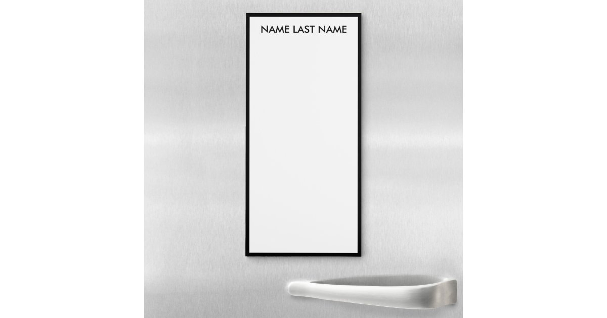 Simple custom name text black border modern magnetic notepad | Zazzle