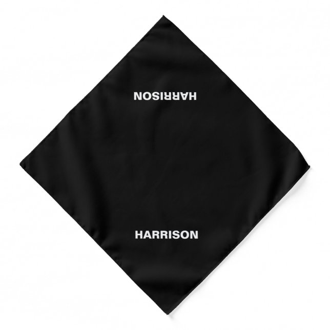 Simple custom name text black white minimalist dog bandana (Front)