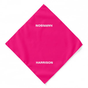 Simple custom name text hot pink fuchsia white bandana