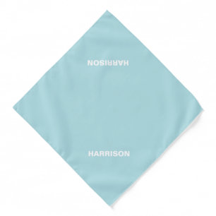 Simple custom name text light blue minimalist dog bandana
