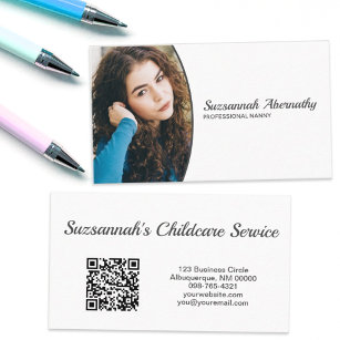 Simple Custom Oval Photo QR Code Profession Business Card