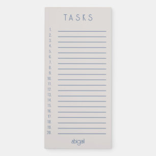 Simple Custom Periwinkle and Beige Tasks Magnetic Notepad