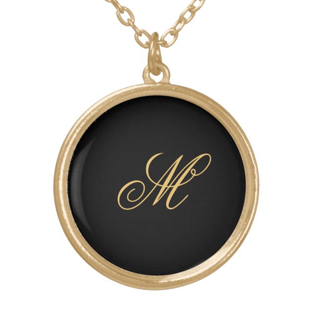 Simple Custom Personalized Gold Initial Monogram Gold Plated Necklace (Front)