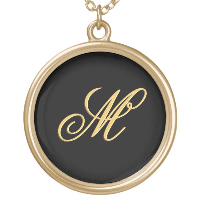 Simple Custom Personalized Gold Initial Monogram Plated Necklace (Front)