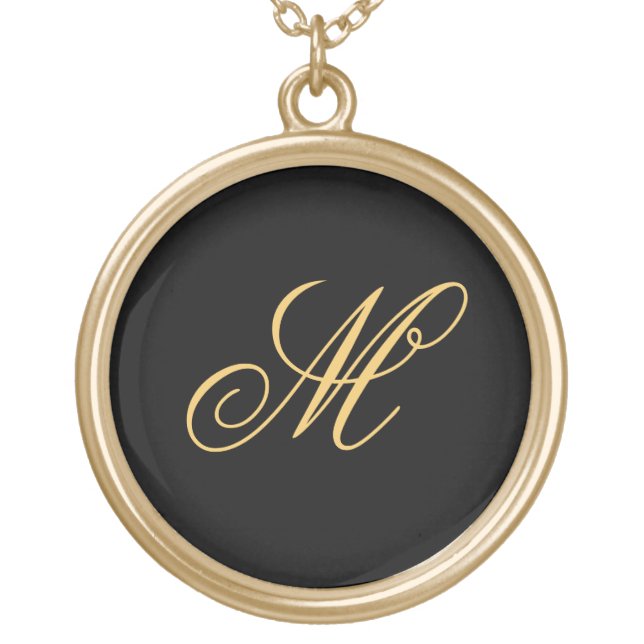 Simple Custom Personalized Gold Initial Monogram Plated Necklace (Front)