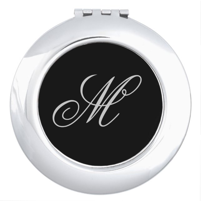 Simple Custom Personalized Initial Monogram Compact Mirror (Front)