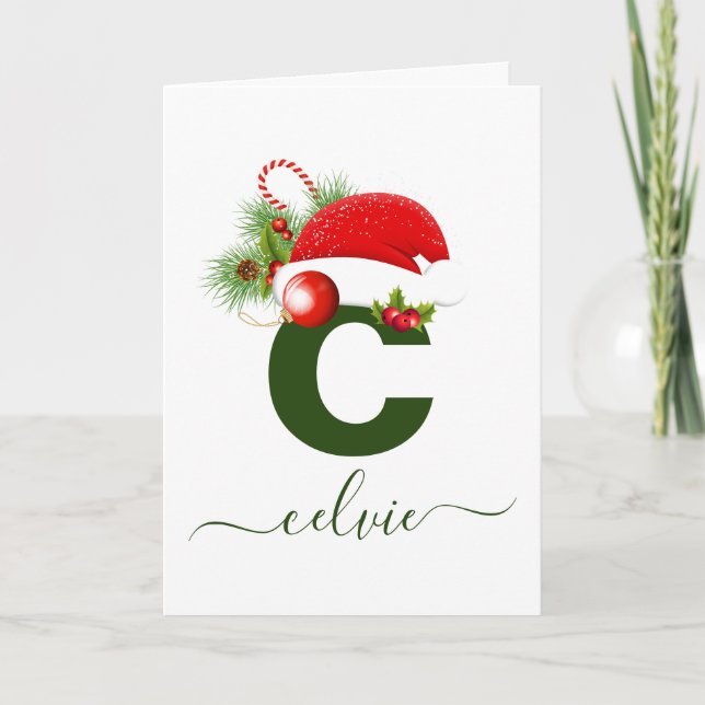 Simple Custom Personalized Monogram Christmas Card (Front)