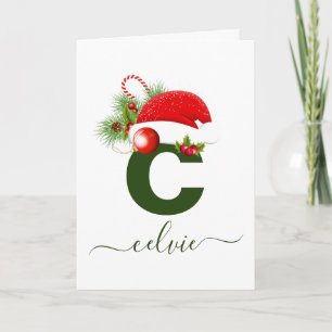 Simple Custom Personalized Monogram Christmas Card