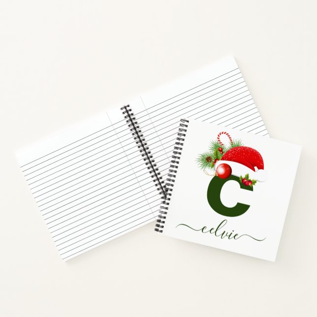Simple Custom Personalized Monogram Christmas Notebook (Inside)