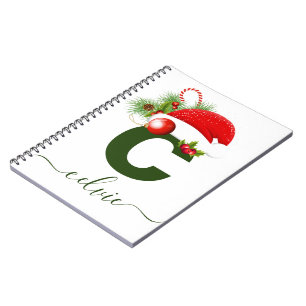 Simple Custom Personalized Monogram Christmas Notebook