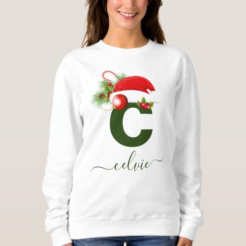 Simple Custom Personalized Monogram Christmas Sweatshirt