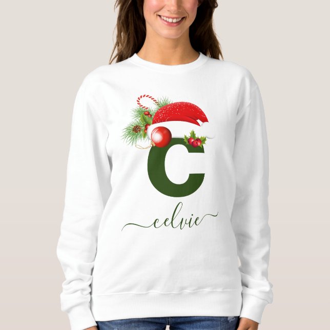 Simple Custom Personalized Monogram Christmas Sweatshirt (Front)